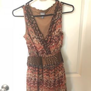 Medium dress with brown belt